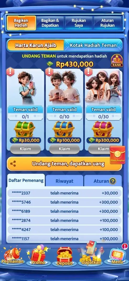 68IDN APK tampilan referral dan hadiah