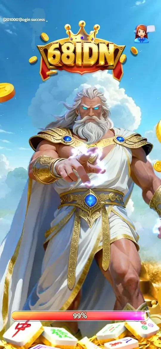 68IDN APK layar loading bertema Zeus